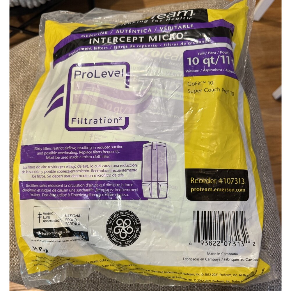 ProTeam 107313 Intercept Micro Filter Vacuum Cleaner Bags - Pack of 10